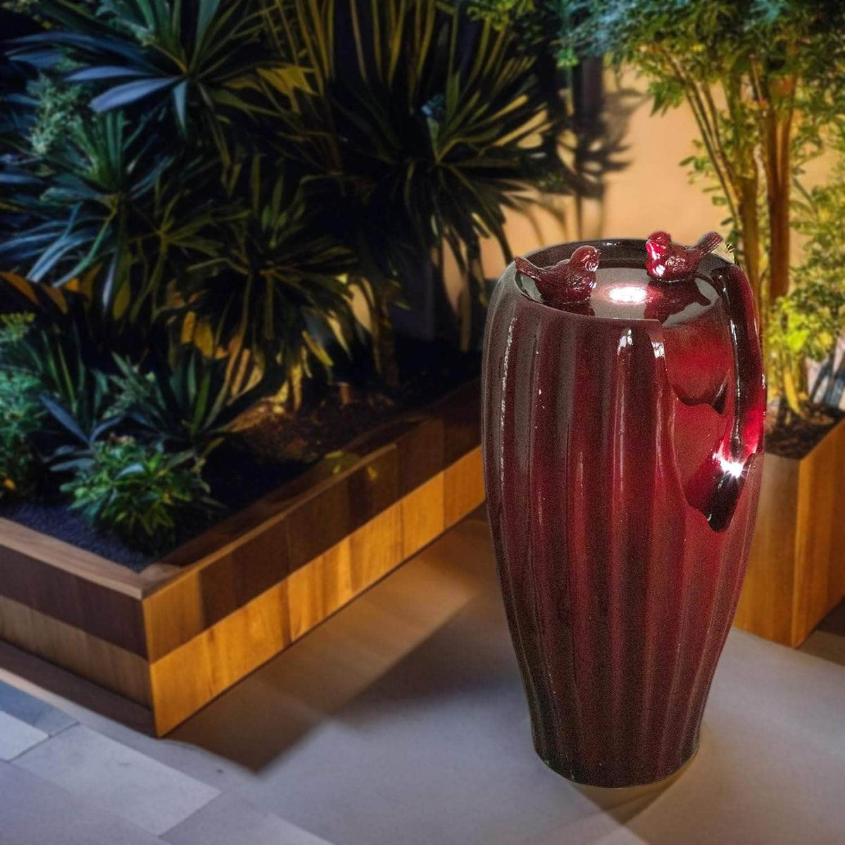 Solar Powered Red Outdoor Fountain 20'H Ferrisland