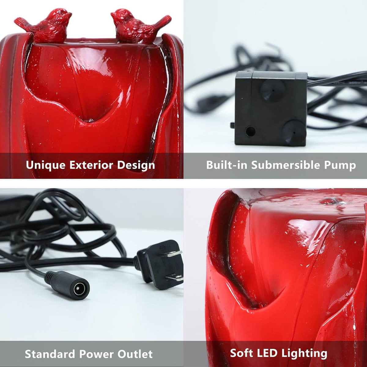 Solar Powered Red Outdoor Fountain 20'H Ferrisland