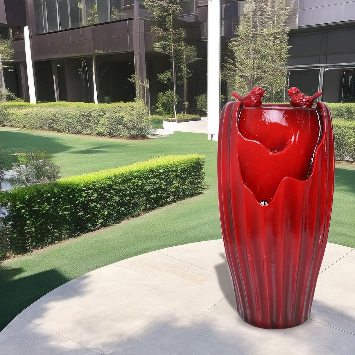 Solar Powered Red Outdoor Fountain 20'H Ferrisland