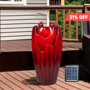 Solar Powered Red Outdoor Fountain 20'H Ferrisland