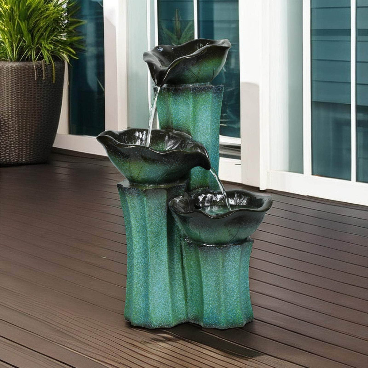 Solar Powered Water Fountain with LED Lights 20" H Ferrisland