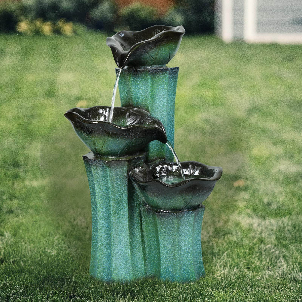 Solar Powered Water Fountain with LED Lights 20" H Ferrisland