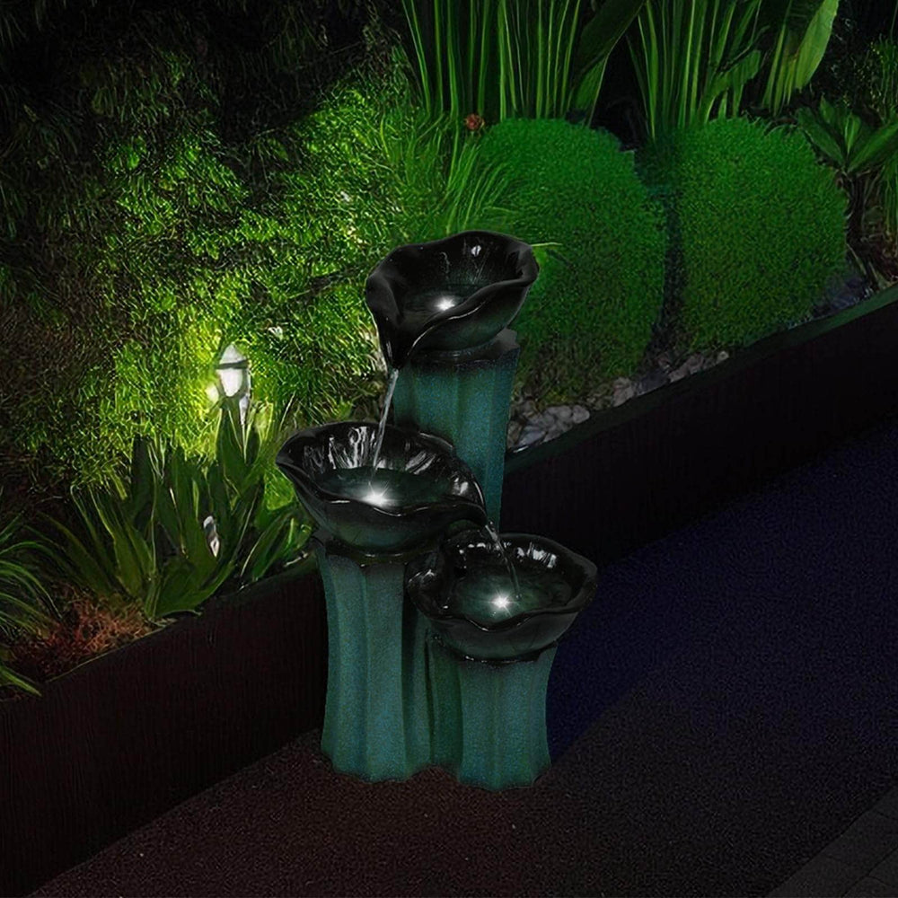 Solar Powered Water Fountain with LED Lights 20" H Ferrisland