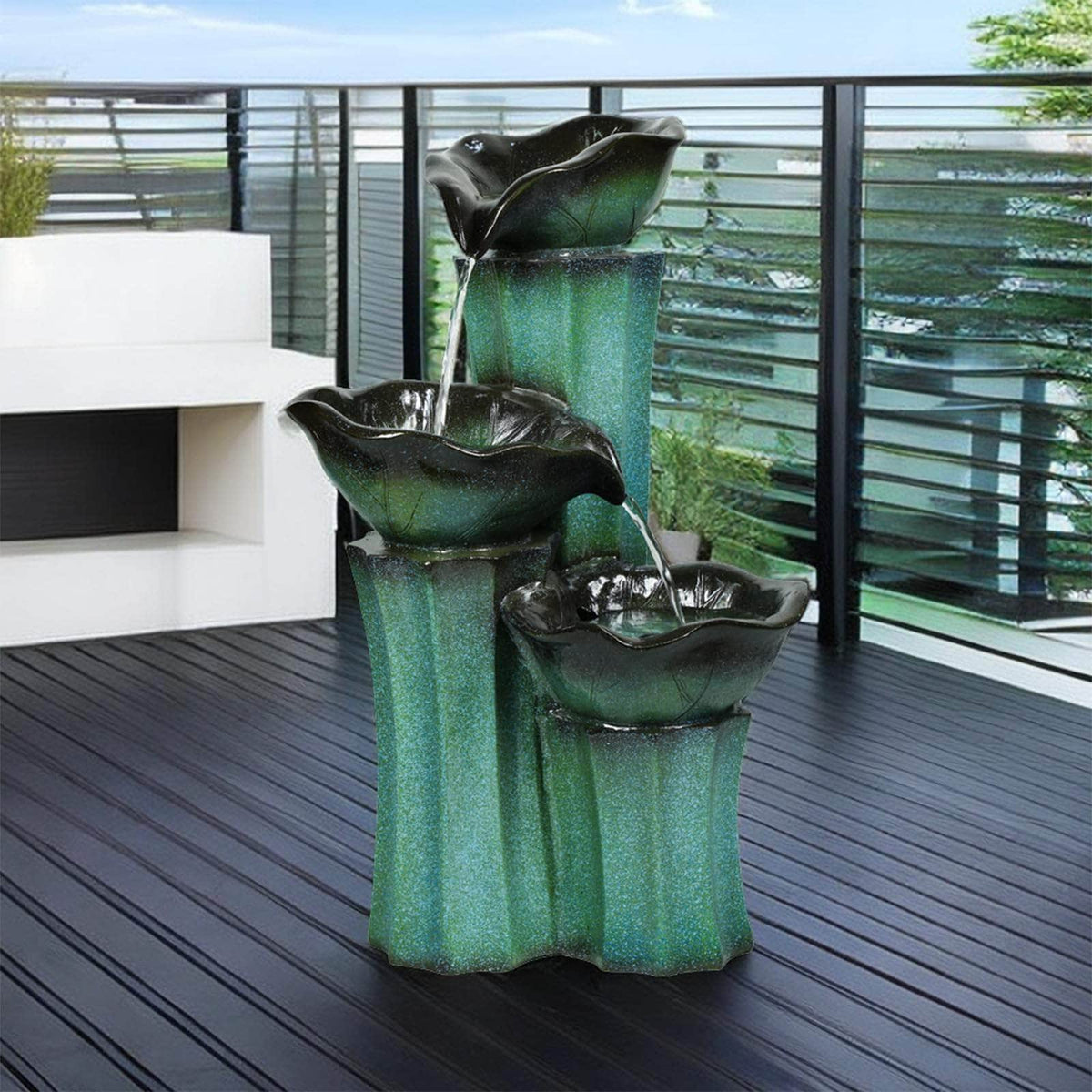 Solar Powered Water Fountain with LED Lights 20" H Ferrisland