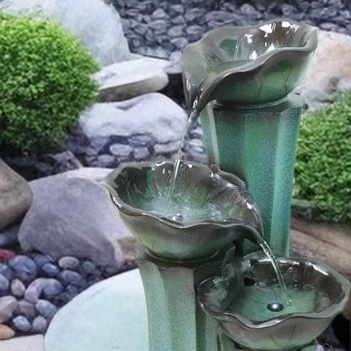 ZMG Solar Powered Water Fountain with LED Lights 20" H Ferrisland
