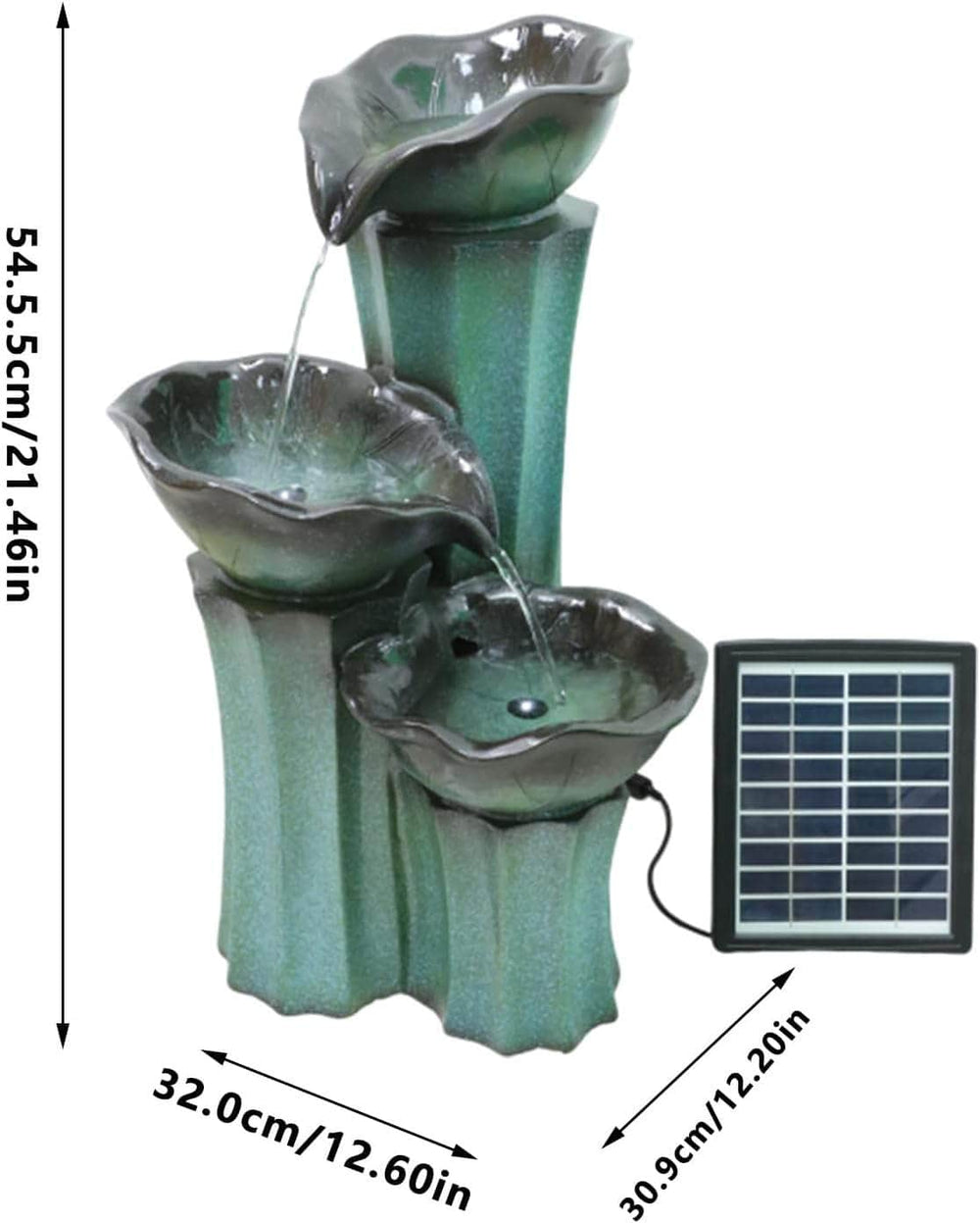 ZMG Solar Powered Water Fountain with LED Lights 20" H Ferrisland