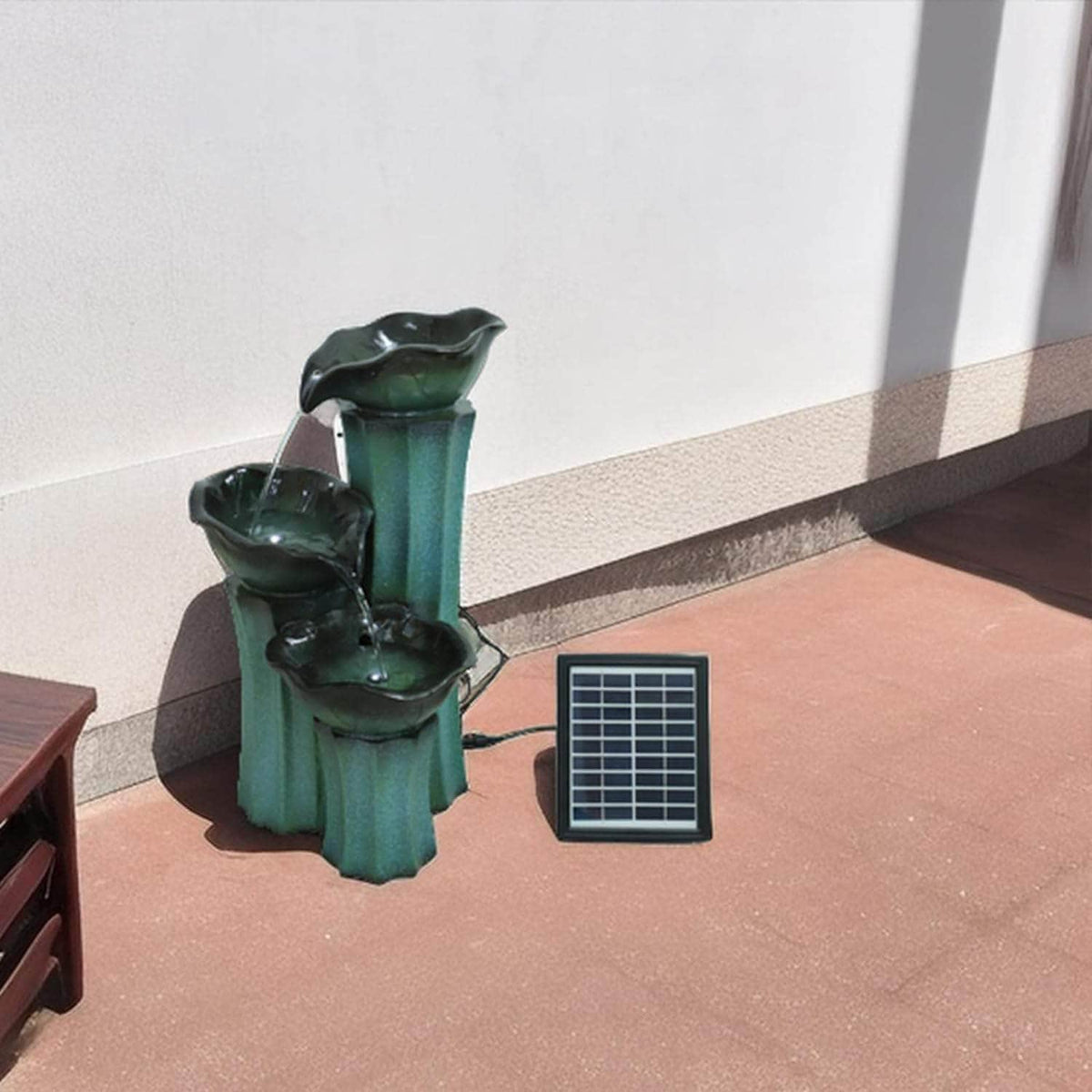 ZMG Solar Powered Water Fountain with LED Lights 20" H Ferrisland