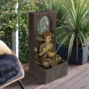 27.6"  Zen Meditating Buddha Water Outdoor Fountain Ferrisland