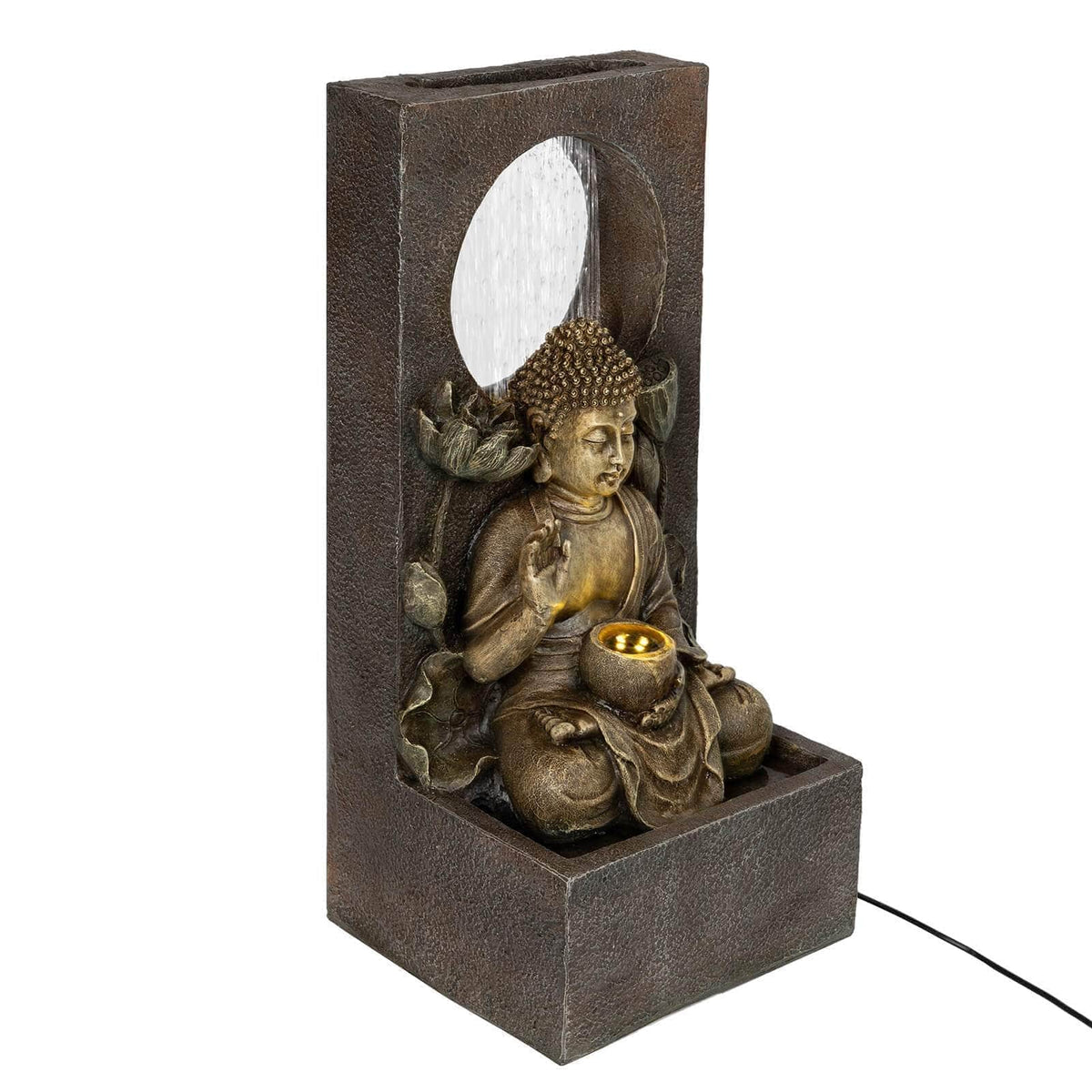 27.6"  Zen Meditating Buddha Water Outdoor Fountain Ferrisland