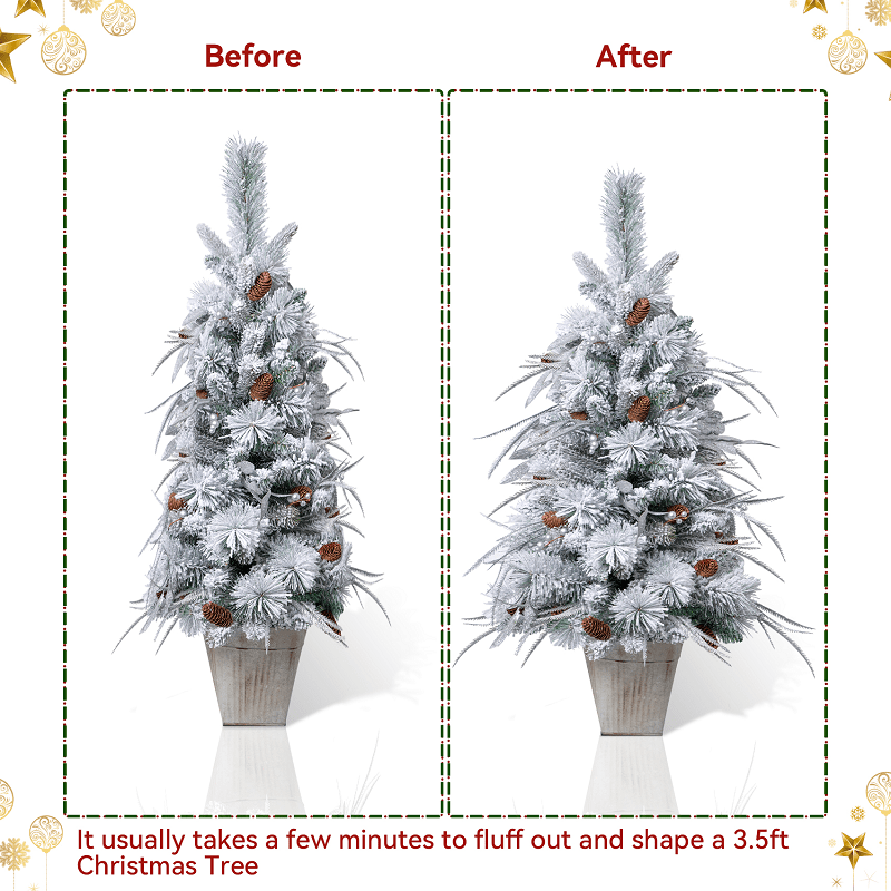 3.5' Ferrisland® Frosted Fir Artificial Christmas Tree - No Lights Ferrisland
