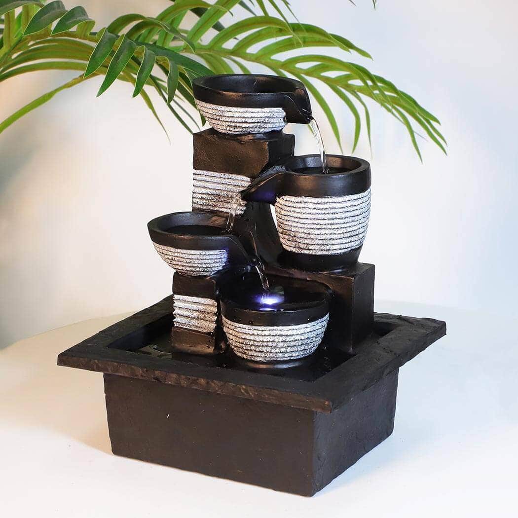 Ferrisland Cascading Flowing Water Blows Zen LED Lighted Fountain Ferrisland
