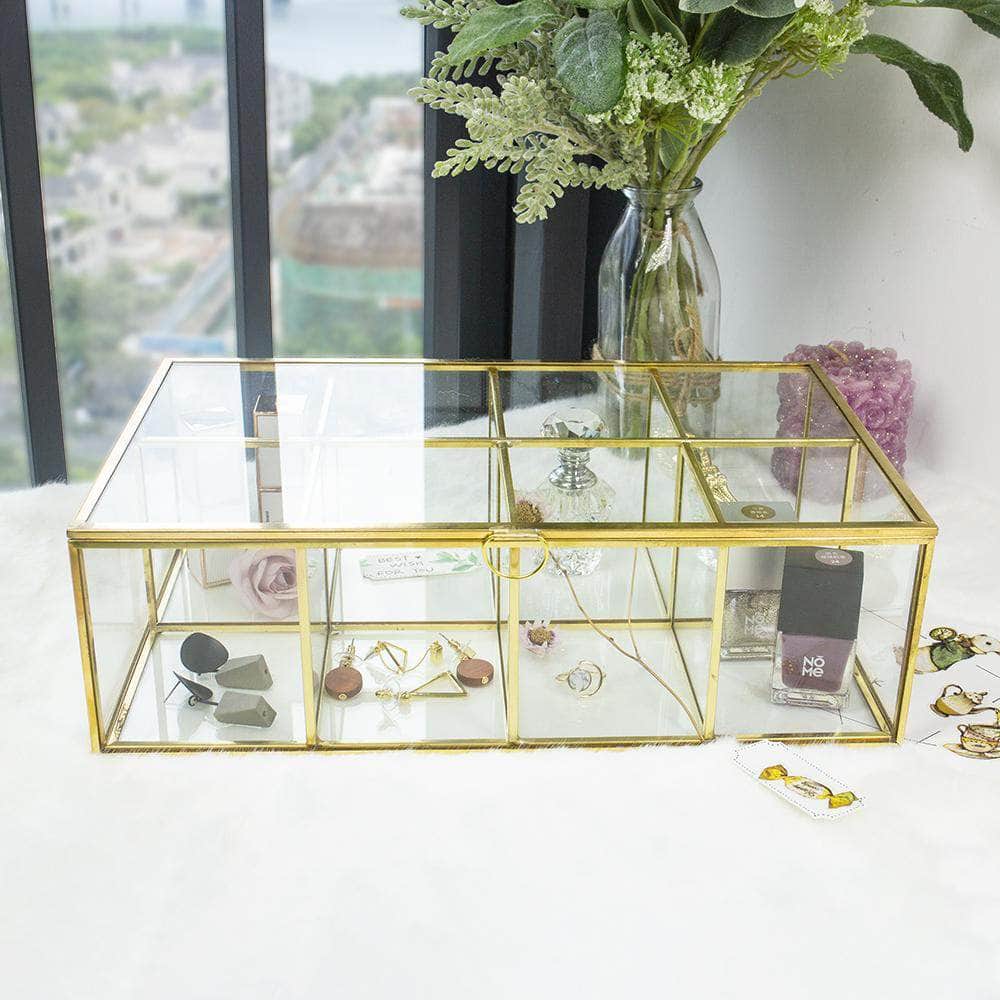 Golden Vintage Glass Lidded Box