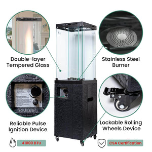 LIMOR® Outdoor Square Propane Patio Heater 41000 BTU in Black Ferrisland