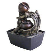 Ferrisland® Rustic Tree Trunk & Clay Pots Tabletop Water Fountain - Ferrisland