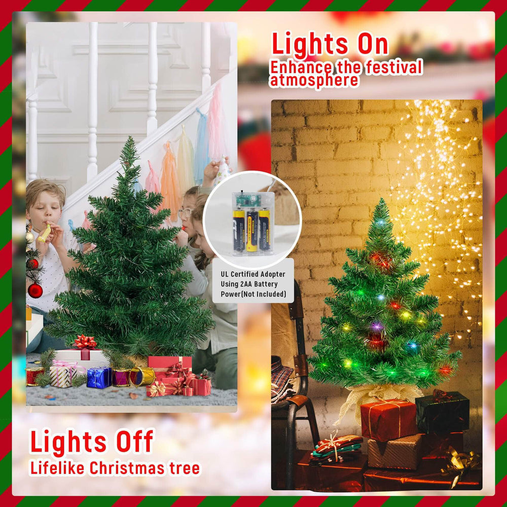 TWINCODECOR Mini Small Christmas Tree Multicolor Pre-lit, 24 Inch Ferrisland