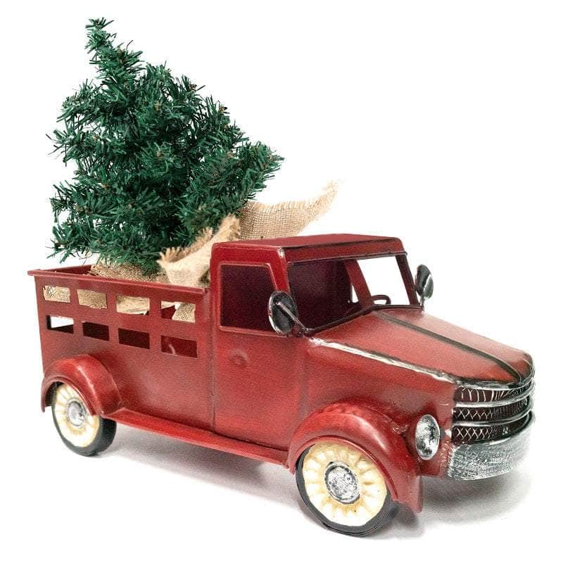 TWINCODECOR Vintage Red Truck Christmas Decor with Removable Christmas Tree Ornament Ferrisland