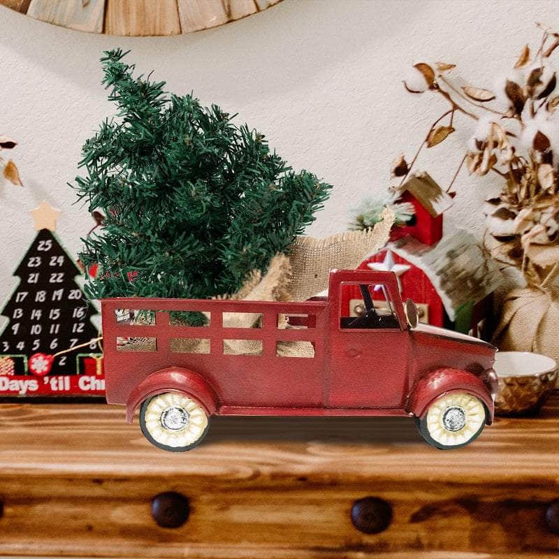 TWINCODECOR Vintage Red Truck Christmas Decor with Removable Christmas Tree Ornament Ferrisland